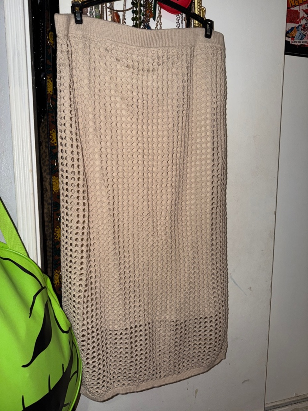 Steve Madden Beige Crochet Knit Midi Skirt